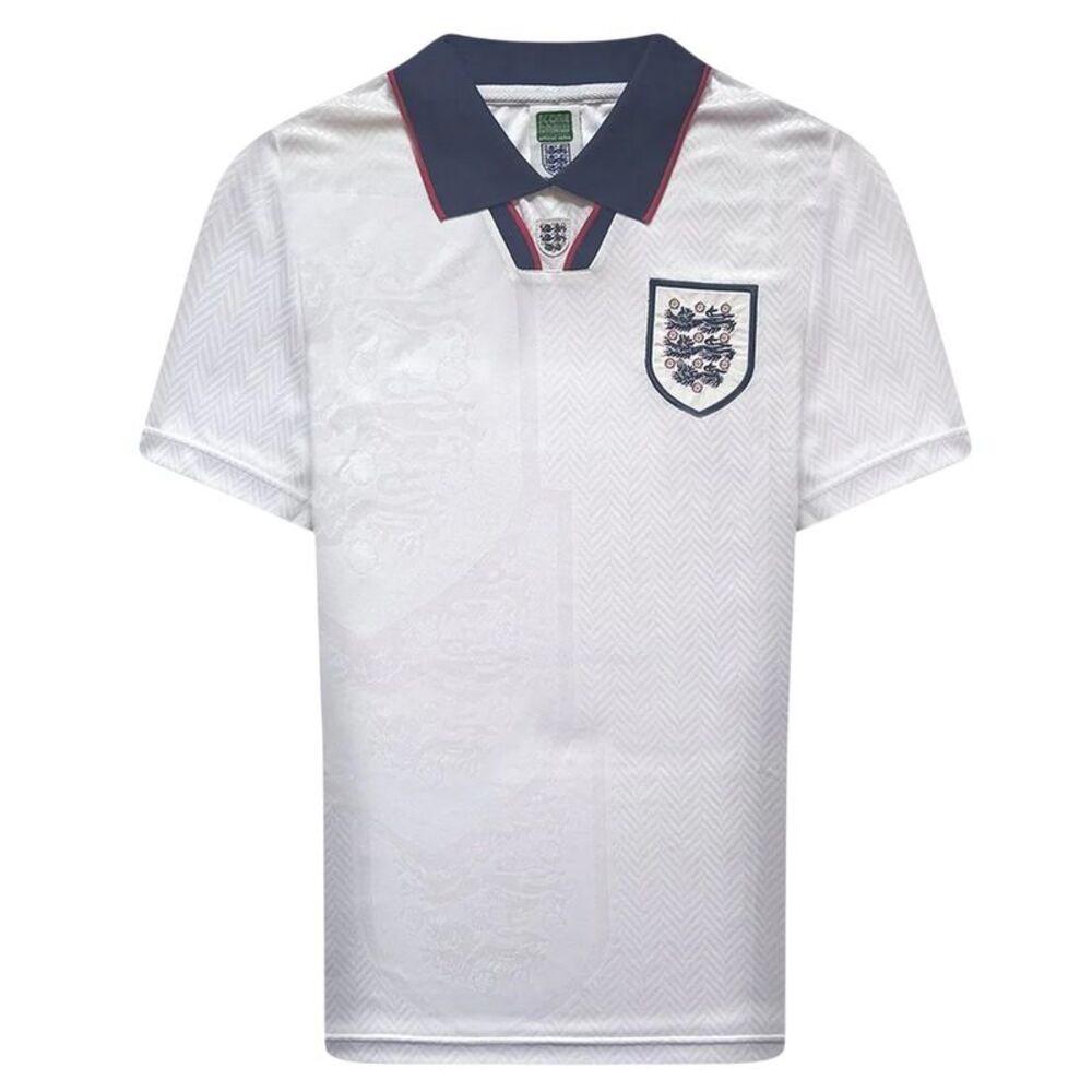 Score Draw Mens England FA Ribbed Collar Home Jersey / White/Blue